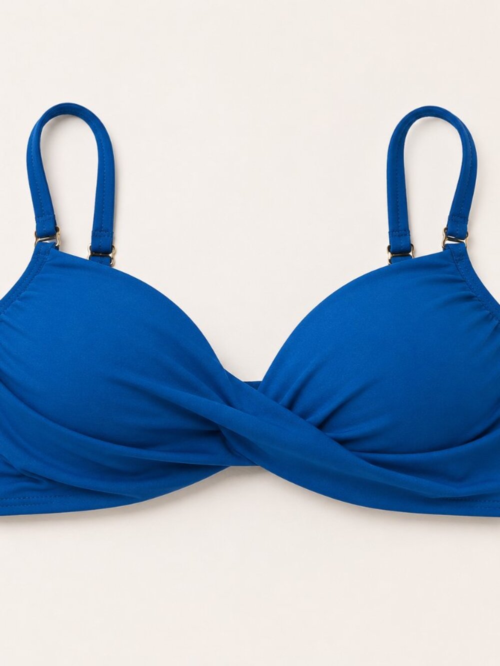 Bikini La Blanca Blue Twist Front Top Size 14 NWT UPF 50+ - Picture 2 of 5